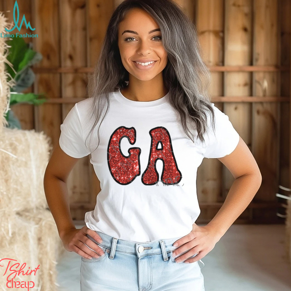 Georgia bulldog Faux Sequin Embroidery Shirt Georgia bulldog Faux Sequin Embroidery Shirt