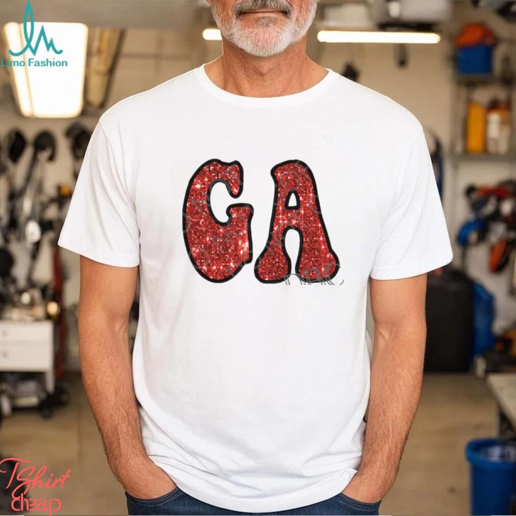 Georgia bulldog Faux Sequin Embroidery Shirt Georgia bulldog Faux Sequin Embroidery Shirt