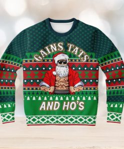 Gains Tats And Ho’s Tattoo Gym Ugly Christmas Sweater 3D Gift For Men And Women