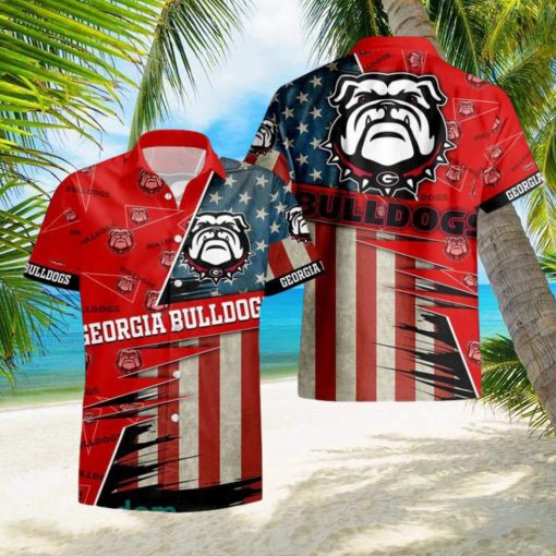 Georgia Bulldogs American 3D All Over Print Flag Hawaiian Shirt For Men And Women Gift Beach Holiday