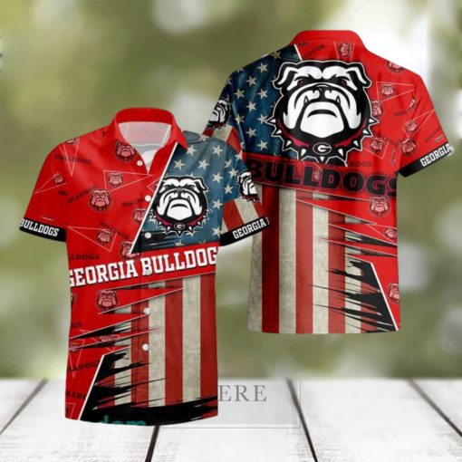 Georgia Bulldogs American 3D All Over Print Flag Hawaiian Shirt For Men And Women Gift Beach Holiday