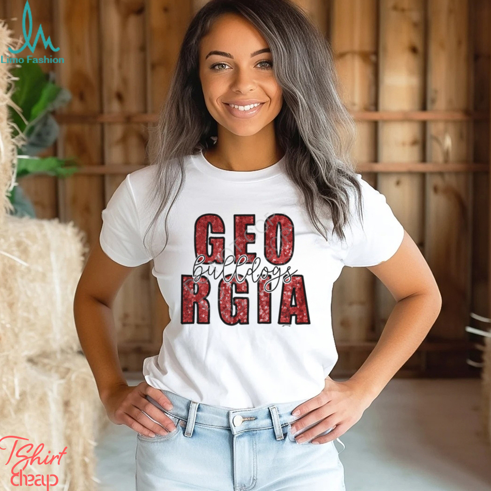 Georgia Bulldogs Faux Sequin Appliqué Shirt Georgia Bulldogs Faux Sequin Appliqué Shirt