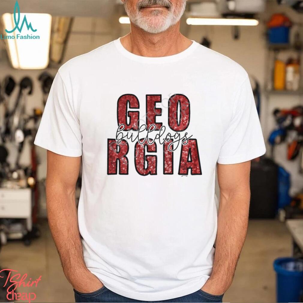 Georgia Bulldogs Faux Sequin Appliqué Shirt Georgia Bulldogs Faux Sequin Appliqué Shirt