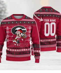 Georgia Bulldogs Mickey Player Custom Name And Number Ugly Christmas Sweater