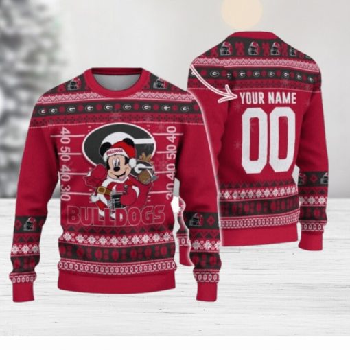 Georgia Bulldogs Mickey Player Custom Name And Number Ugly Christmas Sweater