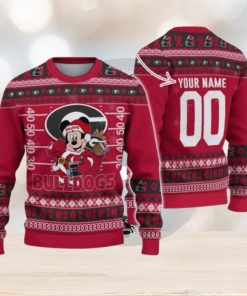 Georgia Bulldogs Mickey Player Custom Name And Number Ugly Christmas Sweater