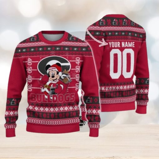 Georgia Bulldogs Mickey Player Custom Name And Number Ugly Christmas Sweater