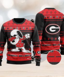 Georgia Bulldogs Snoopy Dabbing Holiday Party Knitted 3D Sweater For Christmas