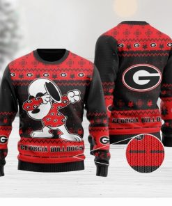 Georgia Bulldogs Snoopy Dabbing Holiday Party Knitted 3D Sweater For Christmas