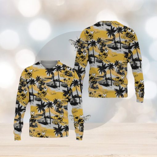 Georgia Tech Yellow Jackets Tropical Patterns Club Best Trends Coconut Tree Sweater All Over Printed Christmas Fans For Men And Women