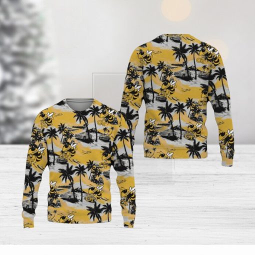 Georgia Tech Yellow Jackets Tropical Patterns Club Best Trends Coconut Tree Sweater All Over Printed Christmas Fans For Men And Women