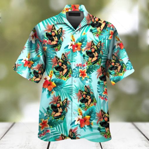 German Shepherd Dog Wearing Sunglass Funny Colorful Hawaiian Shirt