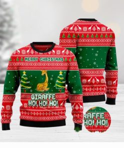 Giraffe Ho Ho Ho Ugly Christmas Sweater Funny Gift For Men And Women Family Holidays