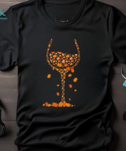 Glass of Wine Maple Leaf Autumn Fall Funny Drink Wine Lover Classic T Shirt
