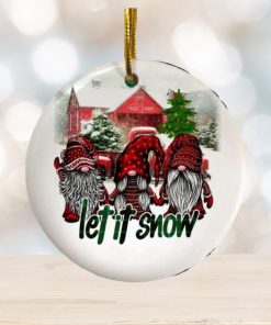 Gnomes Let It Snow Saying Christmas Ornament, Christmas Tree Hanging Decor, Present On Christmas, Circle Ornament