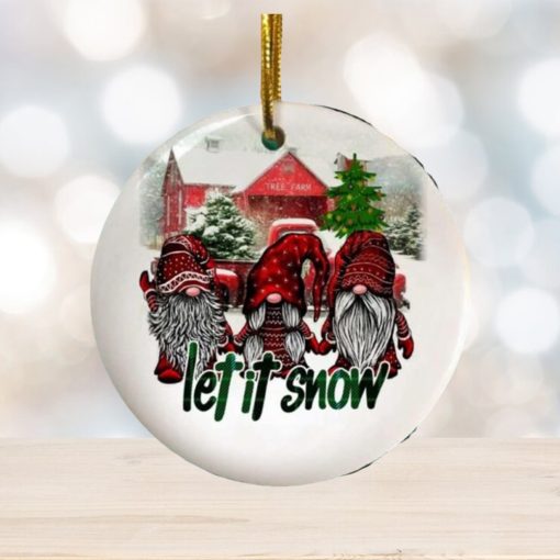 Gnomes Let It Snow Saying Christmas Ornament, Christmas Tree Hanging Decor, Present On Christmas, Circle Ornament