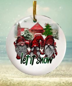 Gnomes Let It Snow Saying Christmas Ornament, Christmas Tree Hanging Decor, Present On Christmas, Circle Ornament