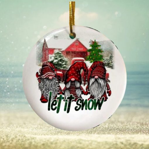 Gnomes Let It Snow Saying Christmas Ornament, Christmas Tree Hanging Decor, Present On Christmas, Circle Ornament