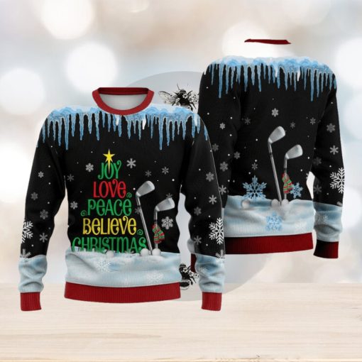 Golf Joy Love Peace Believe Christmas Sweater Trending For Men And Women Gift Holidays