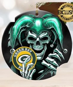 Green Bay Packers NFL Skull Joker Personalized Christmas Decorations Ornament   Mugteeco