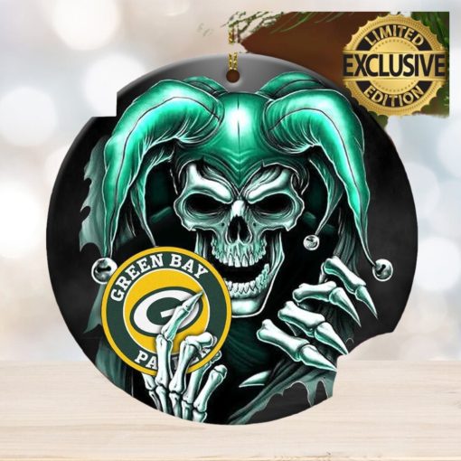 Green Bay Packers NFL Skull Joker Personalized Christmas Decorations Ornament   Mugteeco
