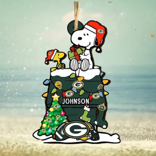 Green Bay Packers NFL Snoopy Ornament Personalized Christmas  2023 Holidays