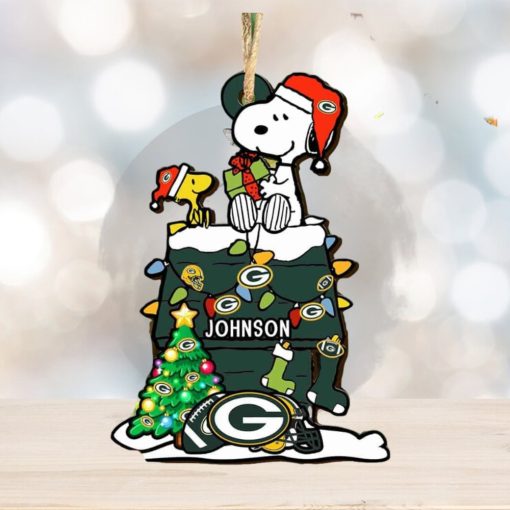 Green Bay Packers NFL Snoopy Ornament Personalized Christmas  2023 Holidays