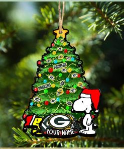 Green Bay Packers Personalized Your Name Snoopy And Peanut Ornament Christmas Gifts For NFL Fans SP161023140ID03