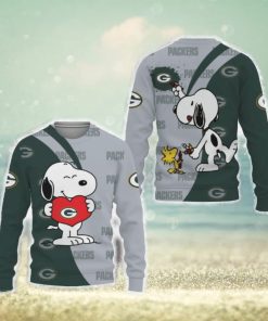 Green Bay Packers Snoopy Cute Heart American Sports Team Unisex 3D Urly Sweater Christmas For Fans Gift