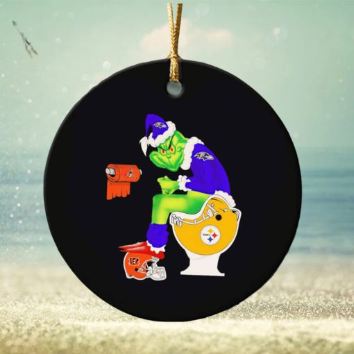 Grinch Baltimore Ravens shit on Pittsburgh Steelers ornament