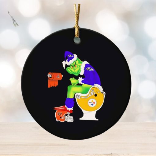 Grinch Baltimore Ravens shit on Pittsburgh Steelers ornament