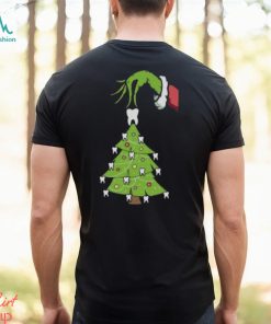 Grinch Hand Holding Tooth Dental Tree Christmas Shirt