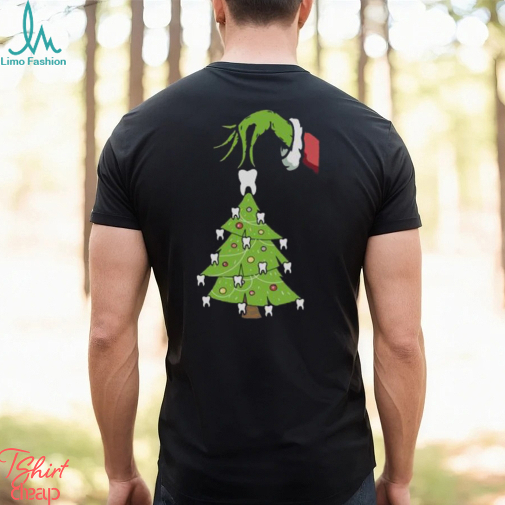 Grinch Hand Holding Tooth Dental Tree Christmas Shirt Grinch Hand Holding Tooth Dental Tree Christmas Shirt