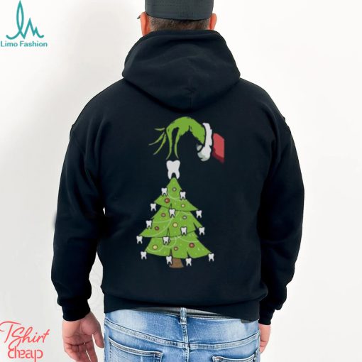 Grinch Hand Holding Tooth Dental Tree Christmas Shirt