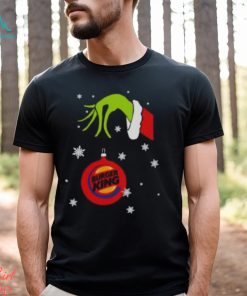 Grinch Hand holding Ornament Burger King Snowflake Christmas shirt