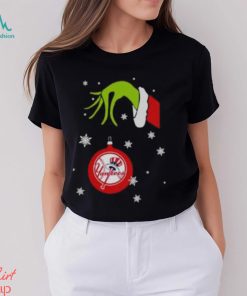 Grinch Hand holding Ornament New York Yankees Snowflake Christmas shirt, hoodie, sweater, long sleeve and tank top Grinch Hand holding Ornament New York Yankees Snowflake Christmas shirt