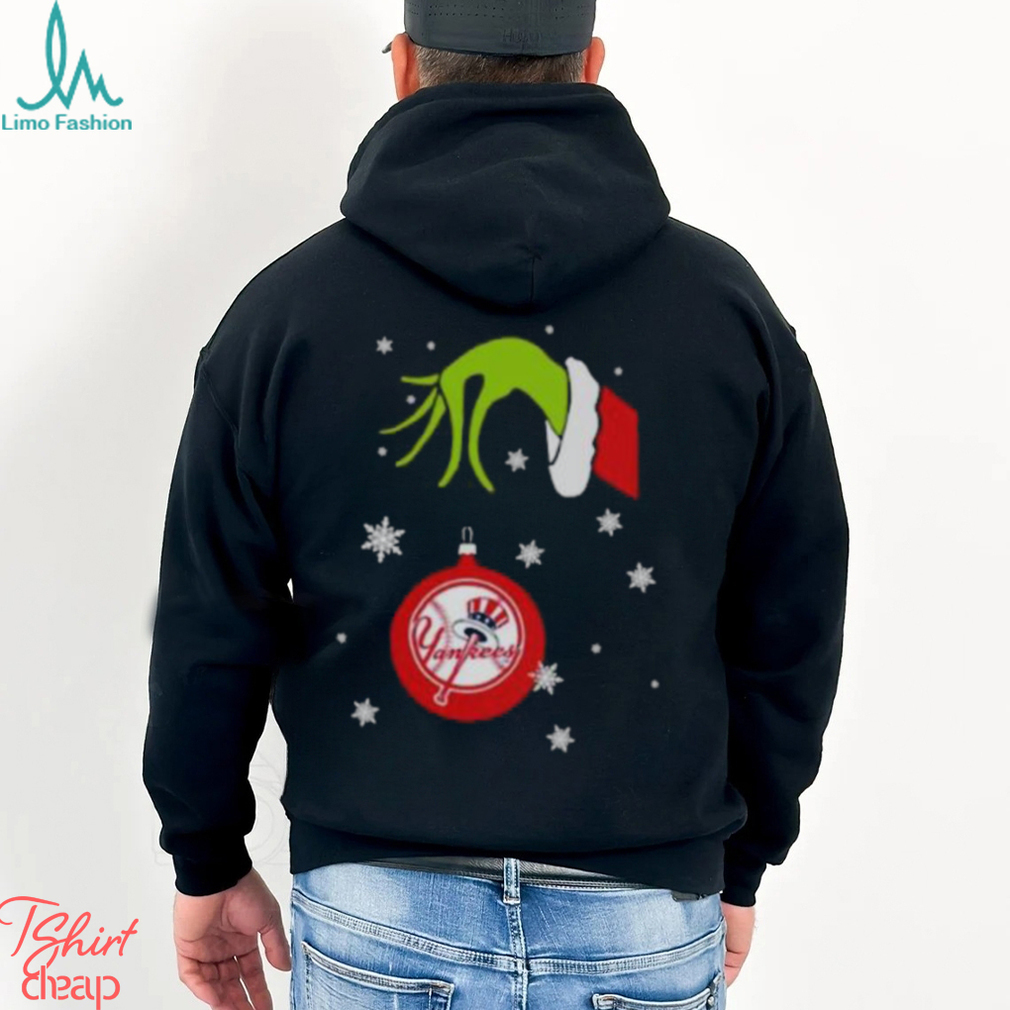 Grinch Hand holding Ornament New York Yankees Snowflake Christmas shirt Grinch Hand holding Ornament New York Yankees Snowflake Christmas shirt