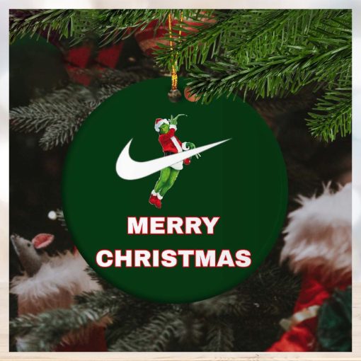 Grinch Nike Brand Jump Man Basketball Merry Christmas Custom Name 2023 Christmas Tree Decorations Ornament