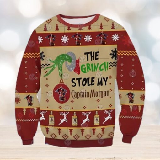 Grinch Stole Captain Morgan Ugly Christmas Sweater Gift For Men And Women