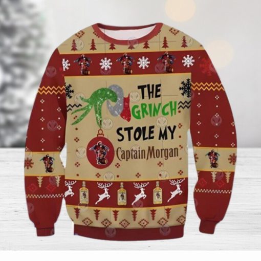 Grinch Stole Captain Morgan Ugly Christmas Sweater Gift For Men And Women