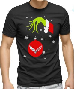 Grinch hand holding Chevrolet Corvette ornament shirt