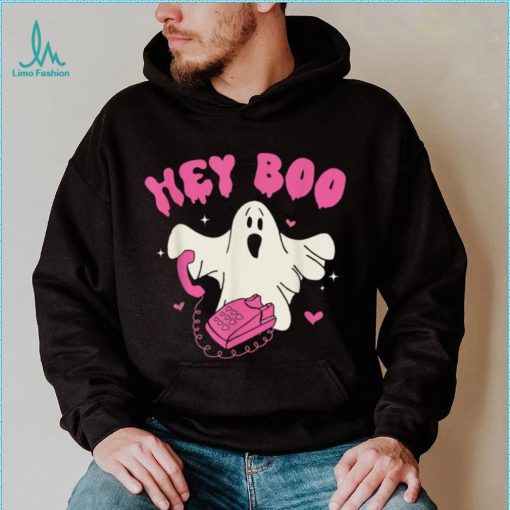 Groovy Hey Boo Pink Cute Halloween Costume Outfit Women Kids T Shirt