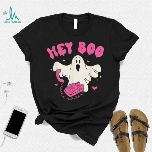 Groovy Hey Boo Pink Cute Halloween Costume Outfit Women Kids T Shirt