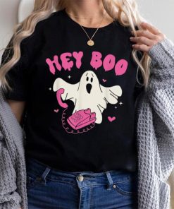 Groovy Hey Boo Pink Cute Halloween Costume Outfit Women Kids T Shirt