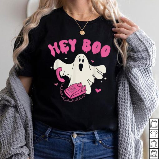 Groovy Hey Boo Pink Cute Halloween Costume Outfit Women Kids T Shirt