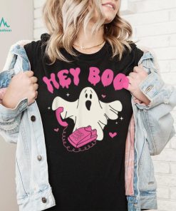 Groovy Hey Boo Pink Cute Halloween Costume Outfit Women Kids T Shirt