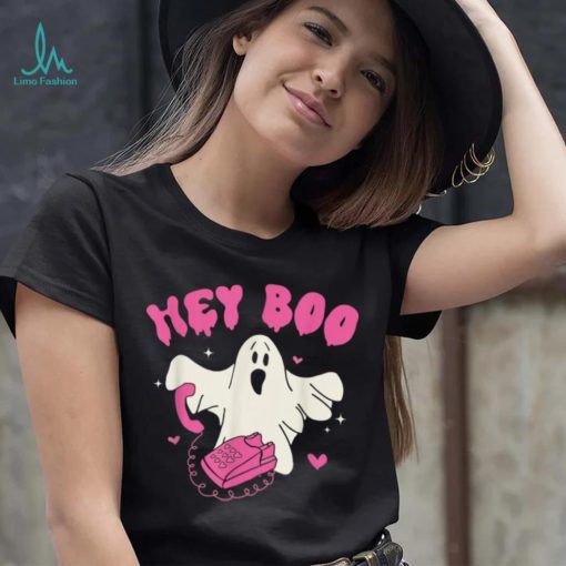 Groovy Hey Boo Pink Cute Halloween Costume Outfit Women Kids T Shirt