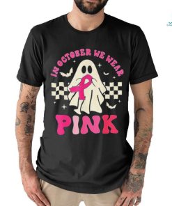 Groovy We Wear Pink Breast Cancer Awareness Ghost Halloween T Shirt, hoodie, sweater, long sleeve and tank top Groovy We Wear Pink Breast Cancer Awareness Ghost Halloween T Shirt