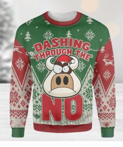 Grumpy Cow Dashing Through The Snow Farmer Ugly Christmas Sweater