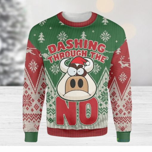 Grumpy Cow Dashing Through The Snow Farmer Ugly Christmas Sweater